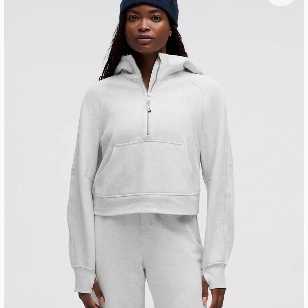 lululemon athletica Light Gray Half-Zip Hoodie Sweatshirt